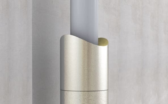 Insulation with a reinforced  aluminium foil, on a wastewater pipe