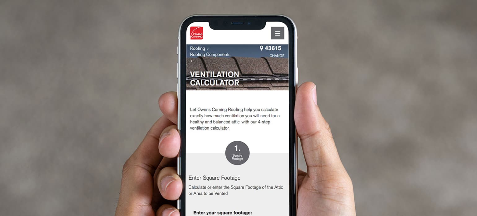 image of phone with ventilation calculator website