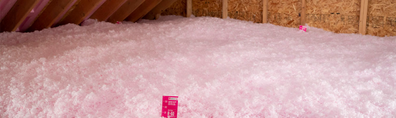 Photo of insulation in an attic