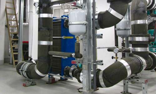 Industrial piping covered with Foamglas insulation