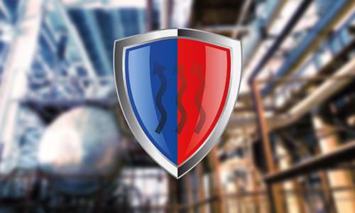 Shield symbol representing hot and cold applications