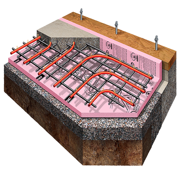 Model of Below-Grade Under Slab with Radiant Heating FOAMULAR® XPS Insulation Enclosure Solution