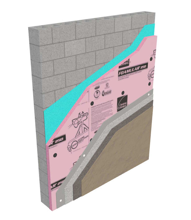 CMU Wall Stucco Mineral Wool CI with Fluid or Sheet AWB