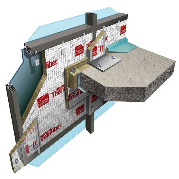 Curtain Wall CW-D-1012 Through 1013 Thermafiber®&nbsp;Impasse®&nbsp;No Backer&nbsp;Bar™&nbsp;with&nbsp;FireLedge®&nbsp;Aluminum-Framed Curtain Wall Perimeter Fire Containment System