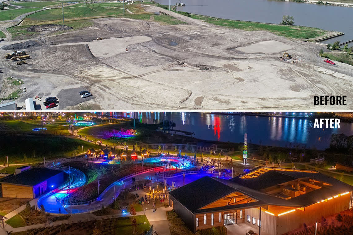 Metroparks Glass Ribbon Before and After photo