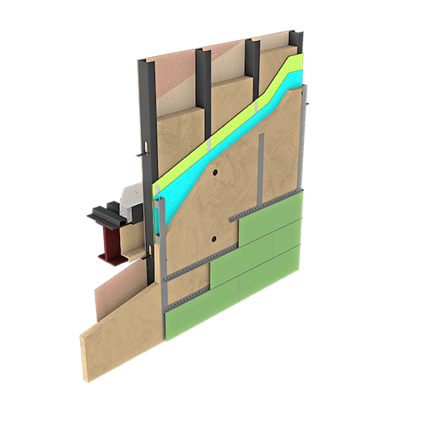 STEEL STUD WALL Laminate Panels (HDL / HPL) Mineral Wool CI with Fluid or Sheet AWB