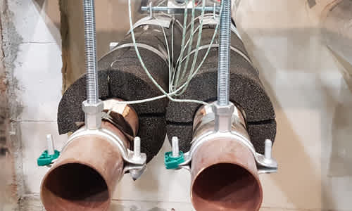 Pipes covered in Foamglas insulation