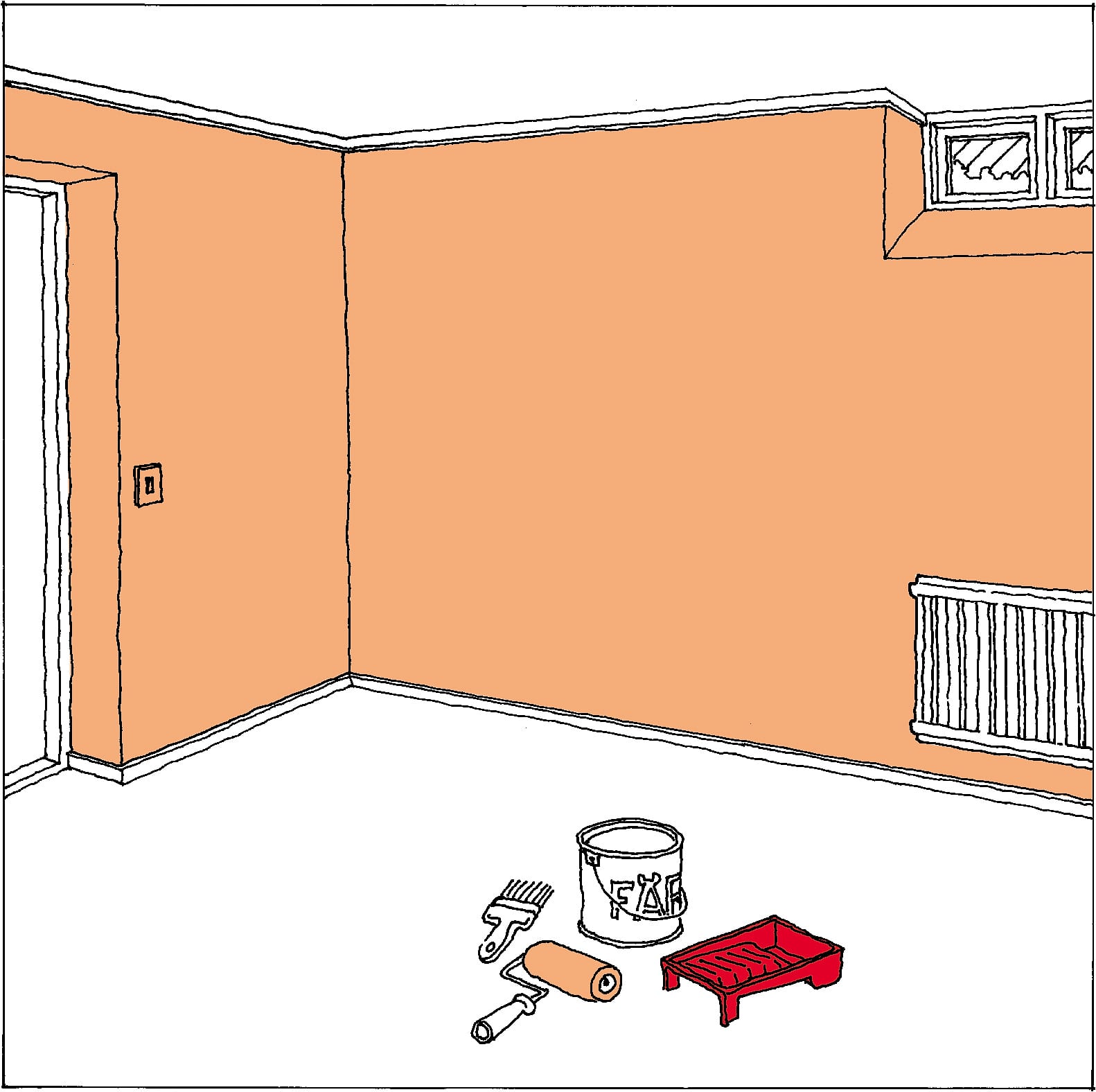 ærdiggør det elektriske arbejde, og færdiggør væggen med spartling, maling eller tapetsering. 