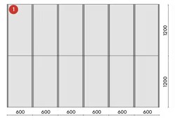 skeem, mis näitab 1200x600mm suurustest kivivillast elementidest valmistatud peamise soojusisolatsioonikihi struktuuri.