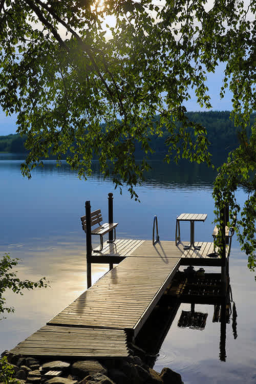 Træbrygge i Onkisalo Finland 
