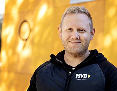 portræt af Fredrik Andersson, byggeleder MVB Bygg.