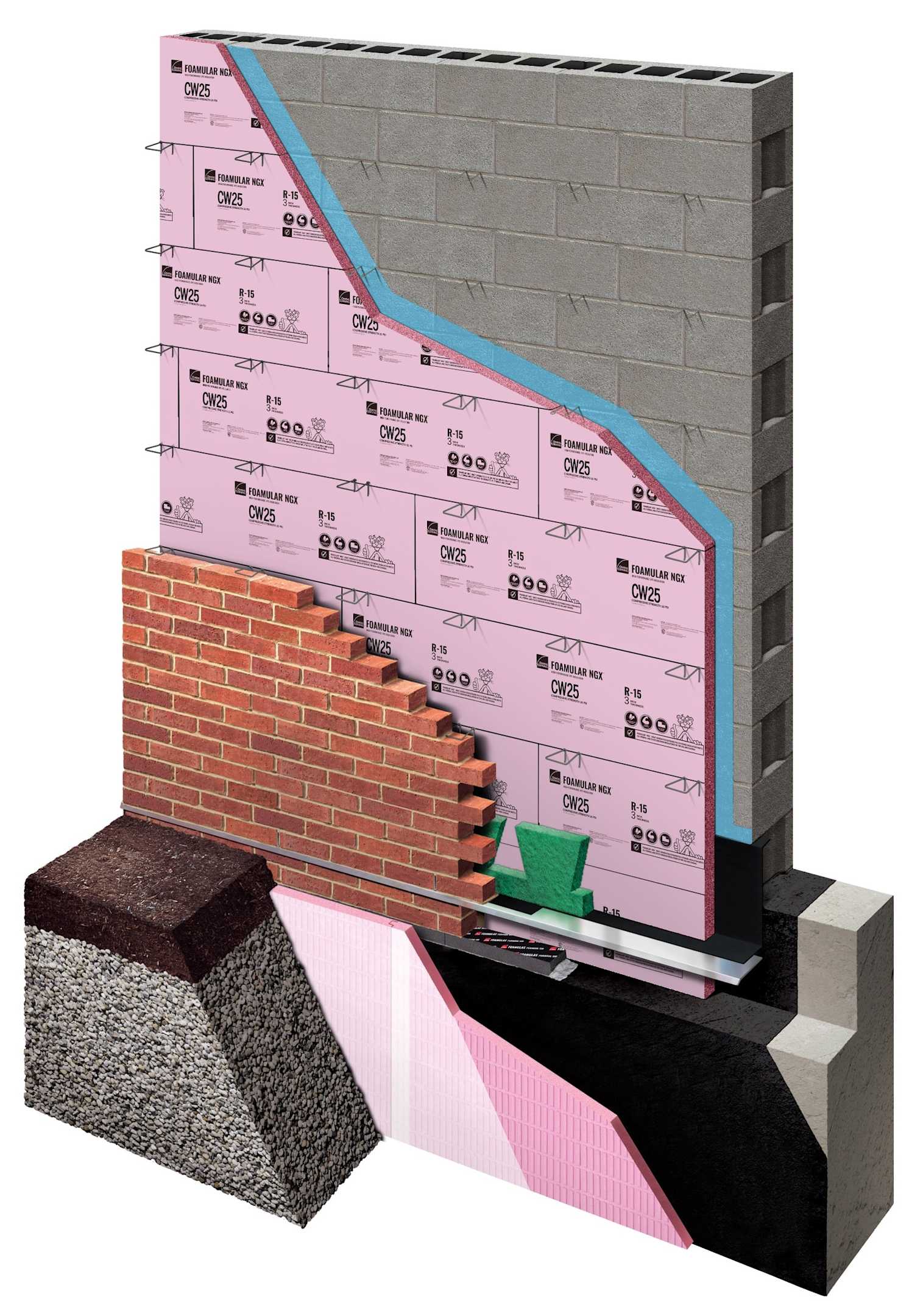 CMU Wall Masonry Veneer XPS CI with Fluid or Sheet AWB