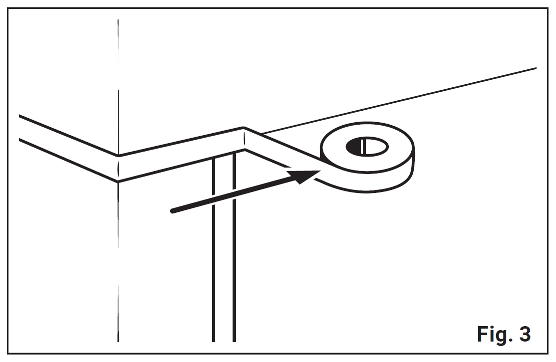 Diagram showing seam tape being applied to horizontal seam