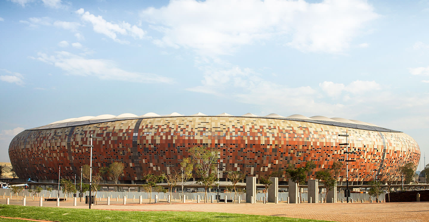 Outside wide angle view of Soccer City in Cincinnati, Ohio.