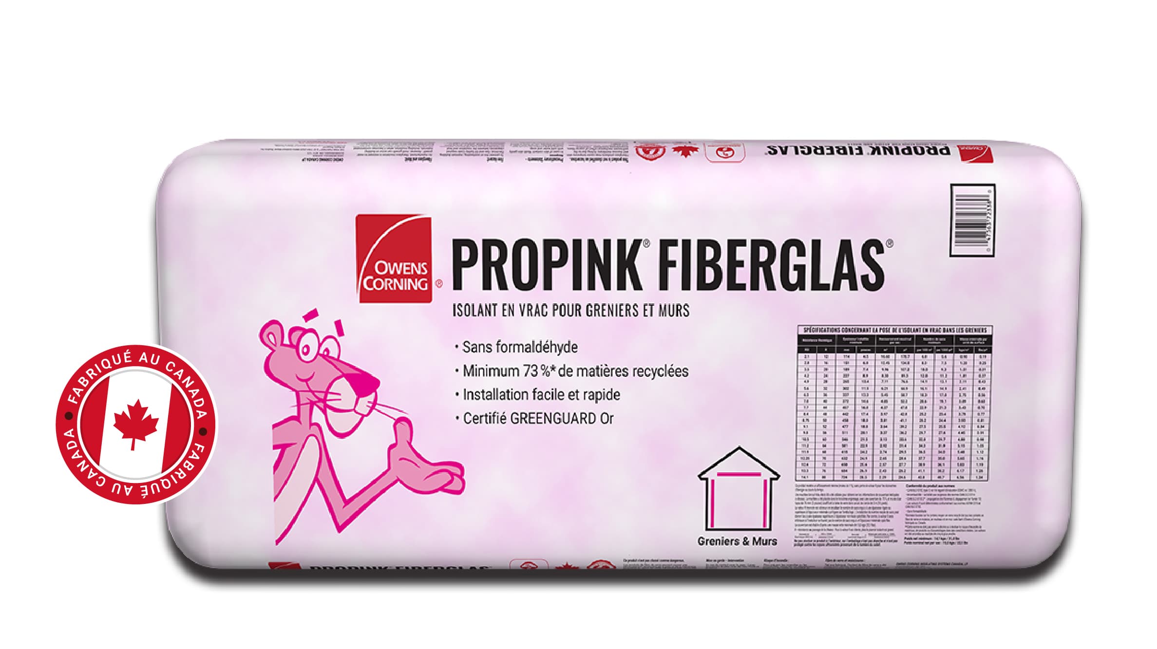 Isolant en vrac PROPINK🅫 sac, sceau Fabriqué au Canada