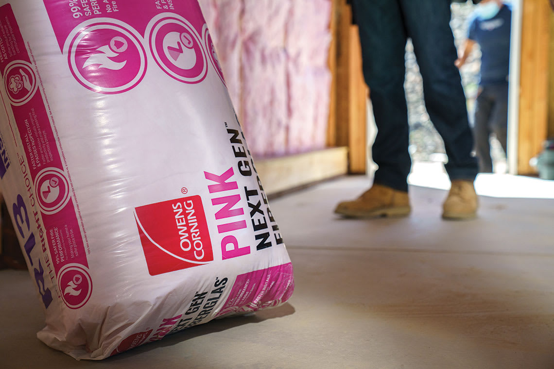 Closeup photo of insulation in packaging