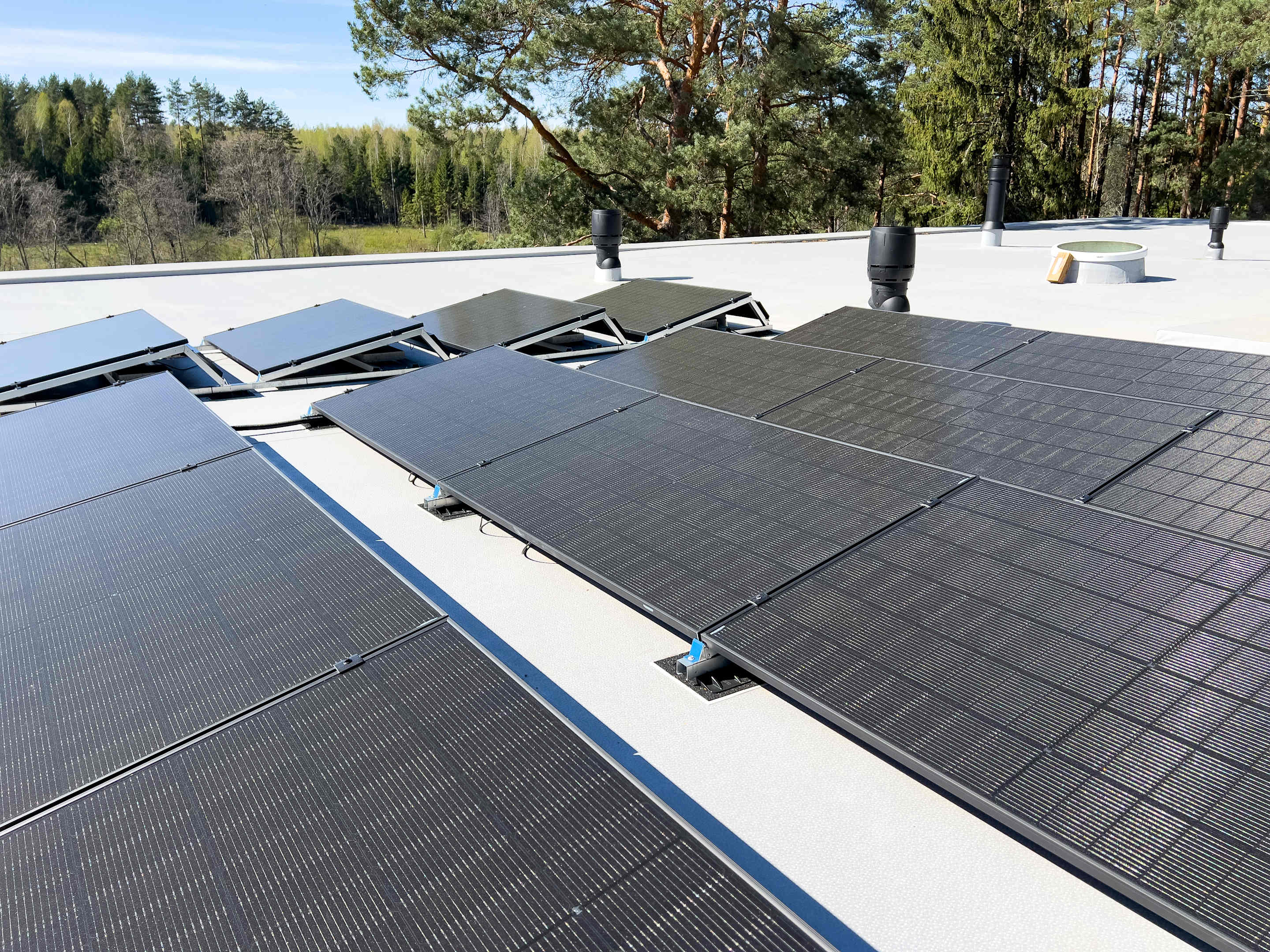 solar panels on a flat roof