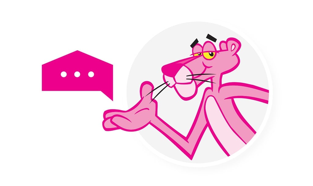 Panther gesturing to a chat bubble