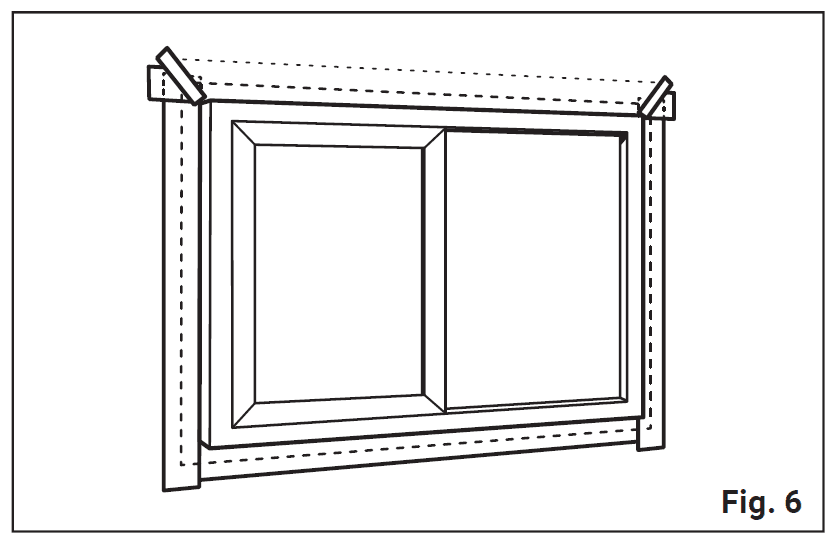 Diagram showing weather resistant barrier being trimmed around the window flange.