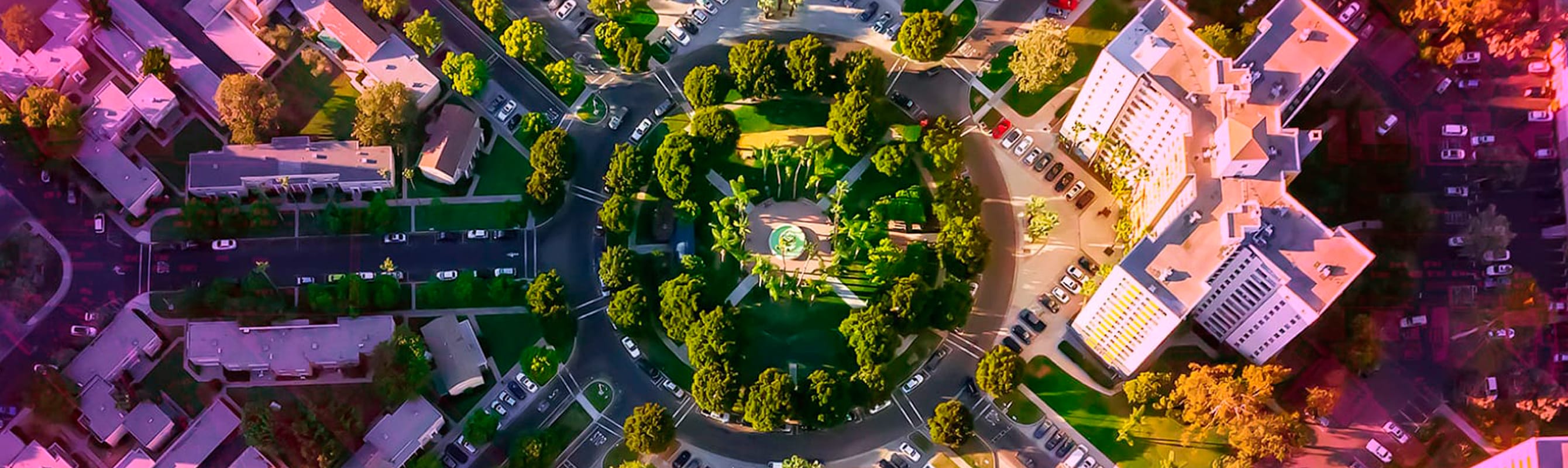 Overhead view city park