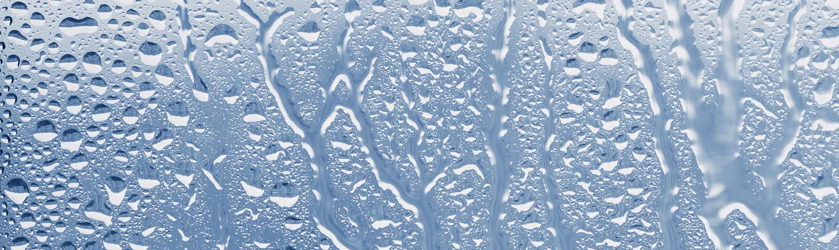 Condensation and water droplets on glass