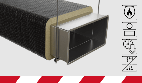 PAROC® Vect Wired Mat BlackCoat EI30 brandbeständig isolering för ventilationskanaler