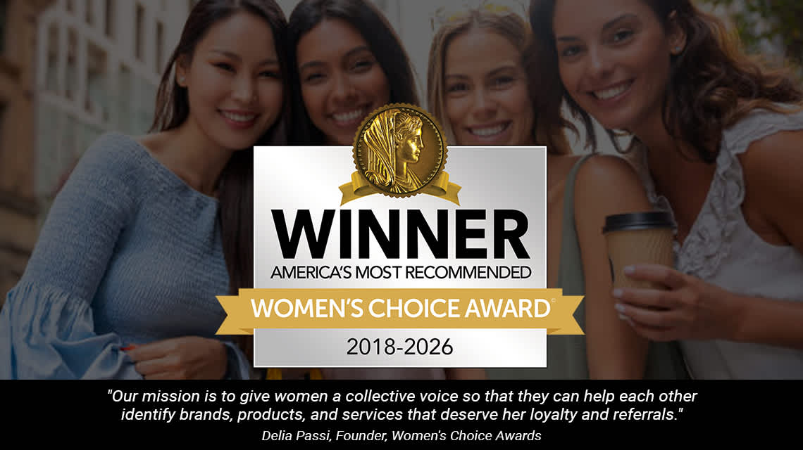 Women's Choice Award Winner Seal 2018–2026 in front of an image of four women