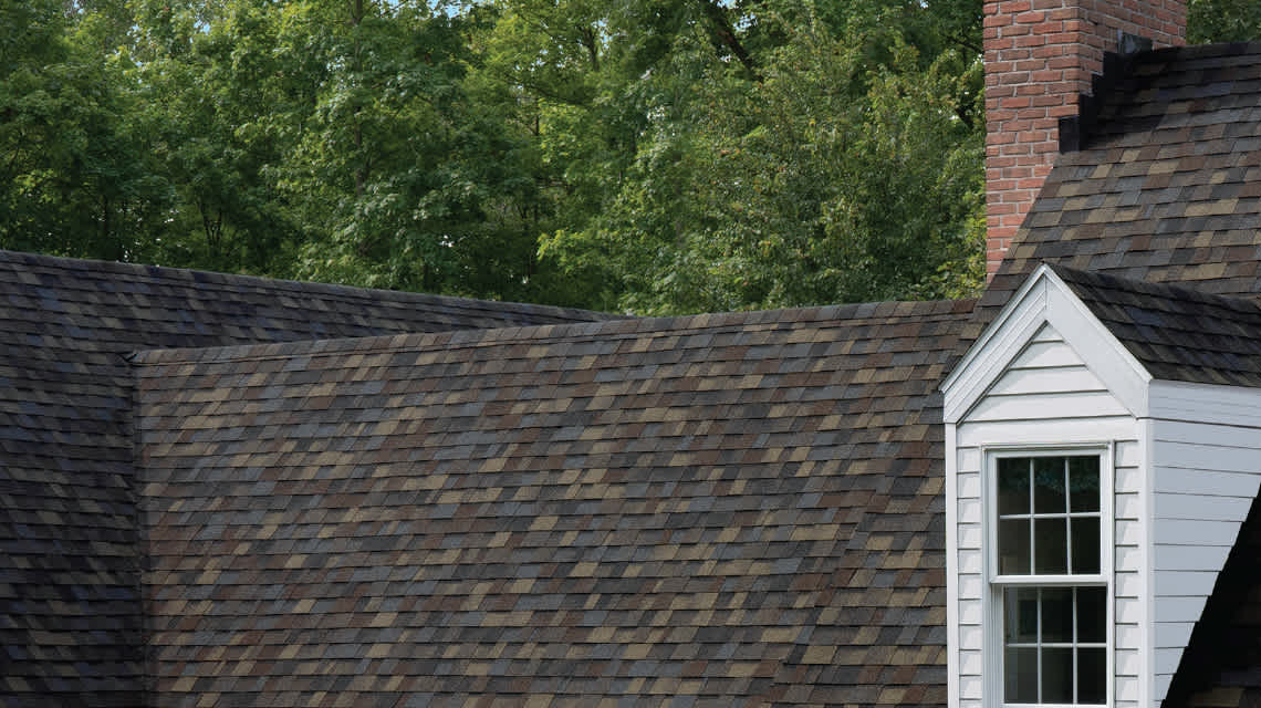 Photo of a roof with ImpactRidge® Hip & Ridge Shingles installed