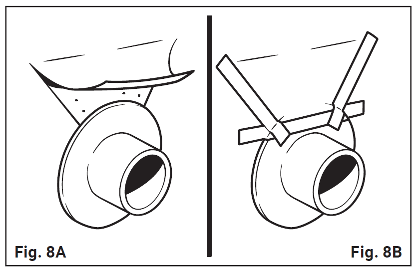 Diagram showing 45 degree cuts and flashing tape being applied to round penetrations of the weather resistant barrier.