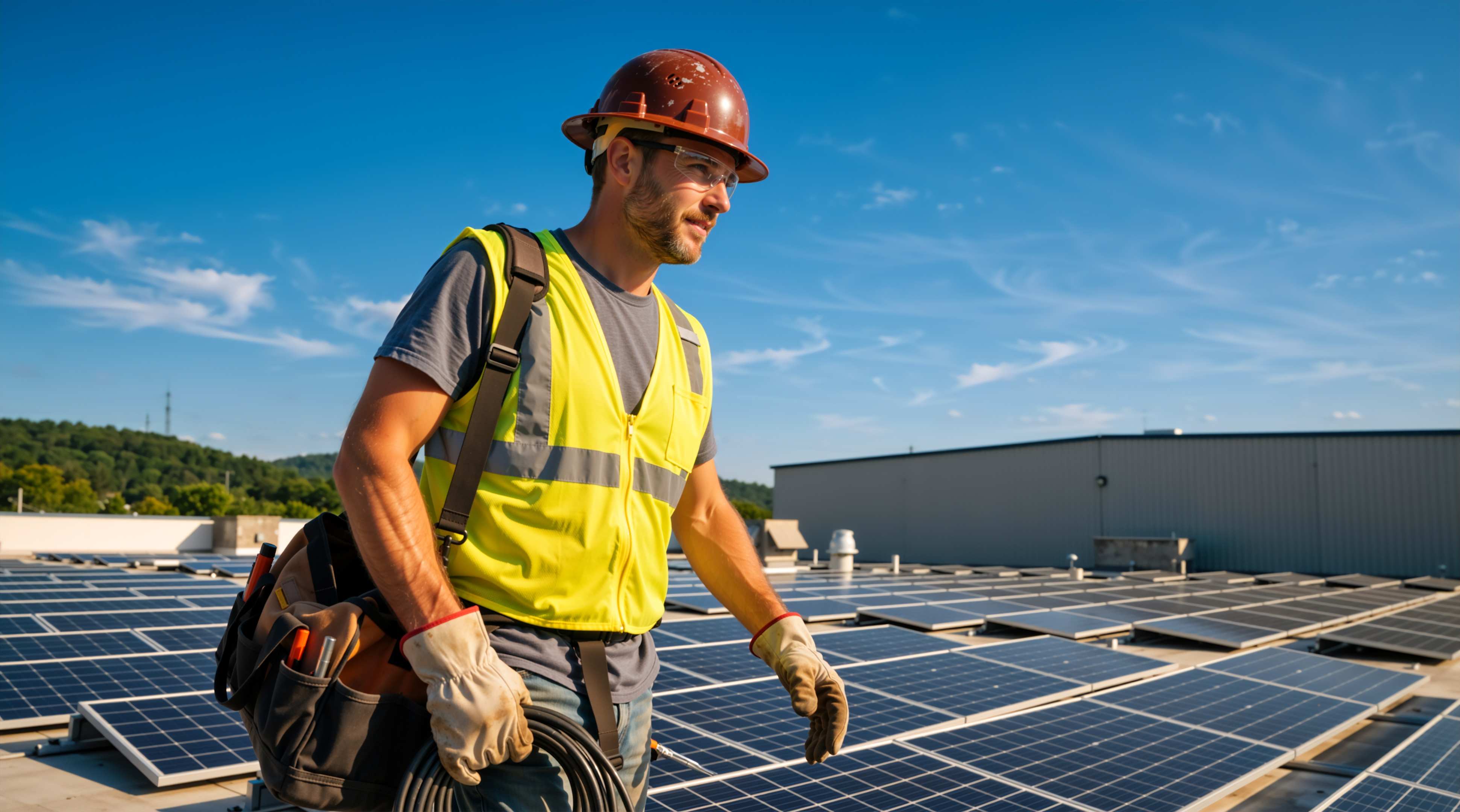 Installation of a photovoltaic system on a flat roof