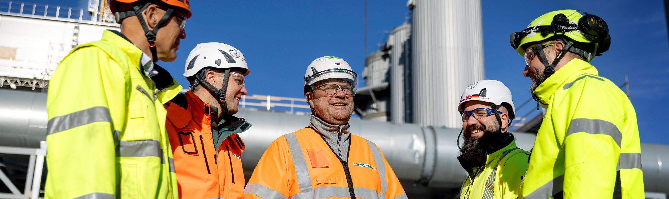 Didier Vercruyssen, OC Paroc Project Manager, Andreas Magnusson, Project Manager PEAB, Stefan Kristersson, Construction Manager PEAB,  Lukasz Wala, OC Paroc EU Project & Construction Manager, Blazej Budziszewski, OC Paroc Electricity & Automation Manager