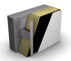 3D Grafik einer möglichen Dämmlösung für hinterlüftete Fassaden