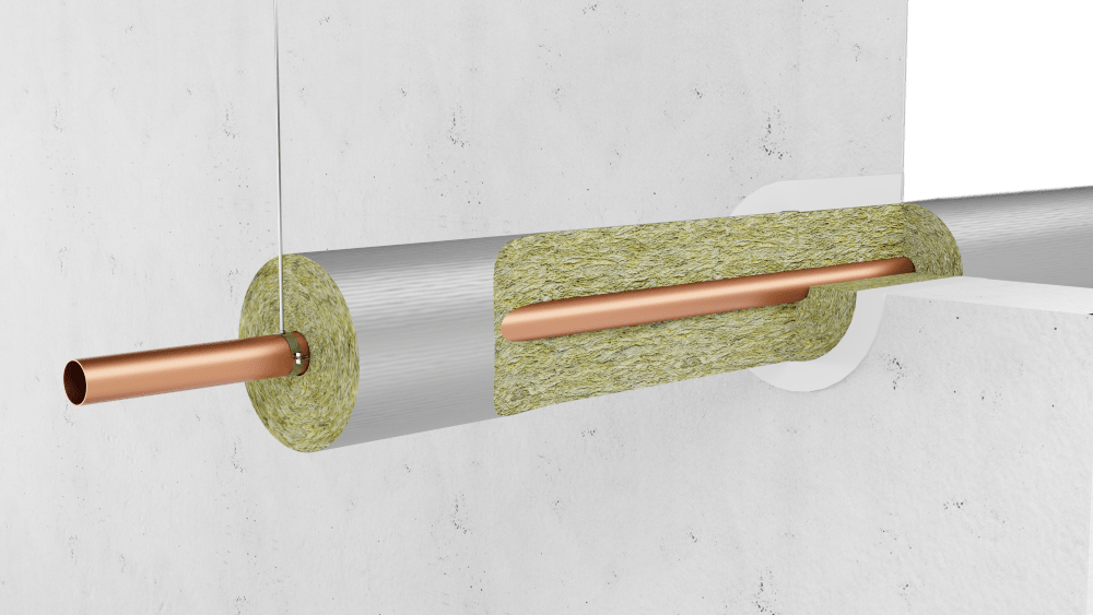 Paroc stenuldsisolering til rørgennemføring, billede 