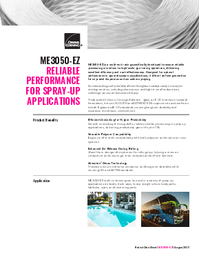 ME3050-EZ Reliable Performance for Spray-Up Applications Product Data Sheet