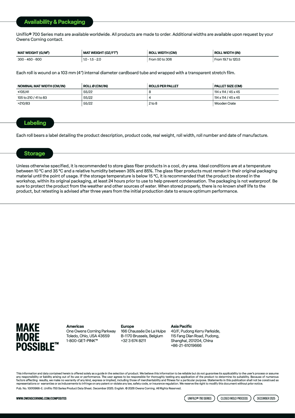 Unifilo® 700 Series Continuous Filament Mat