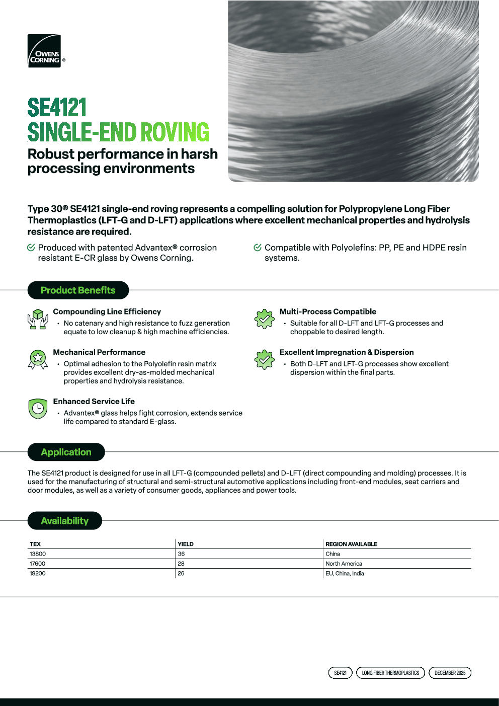 Single End Roving SE4121 Technical Data Sheet