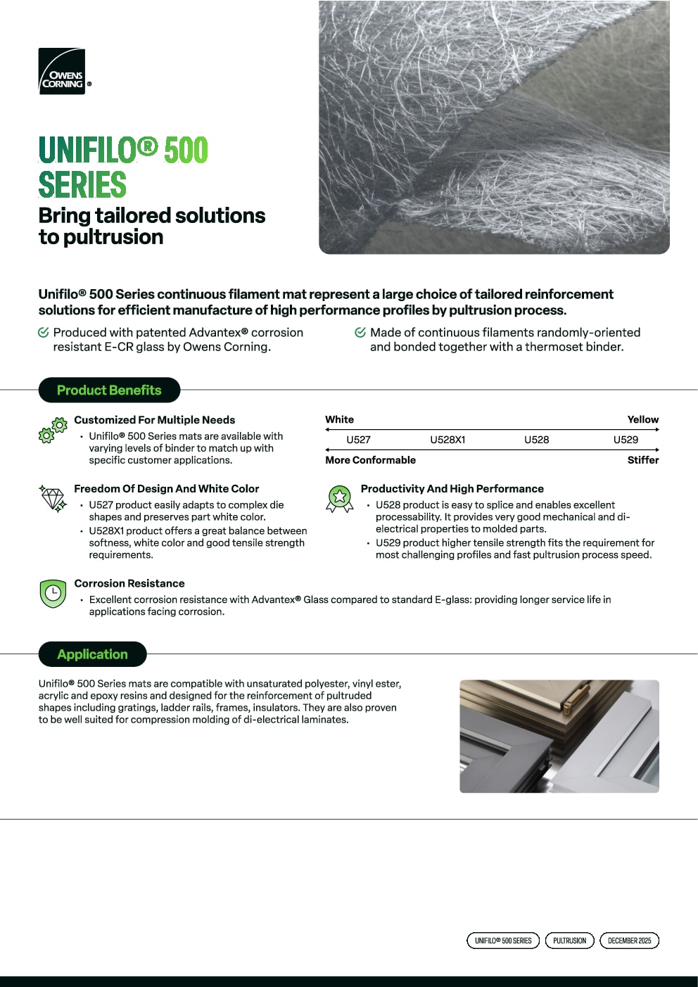 Unifilo® 500 Series Continuous Filament Mat for pultrusion