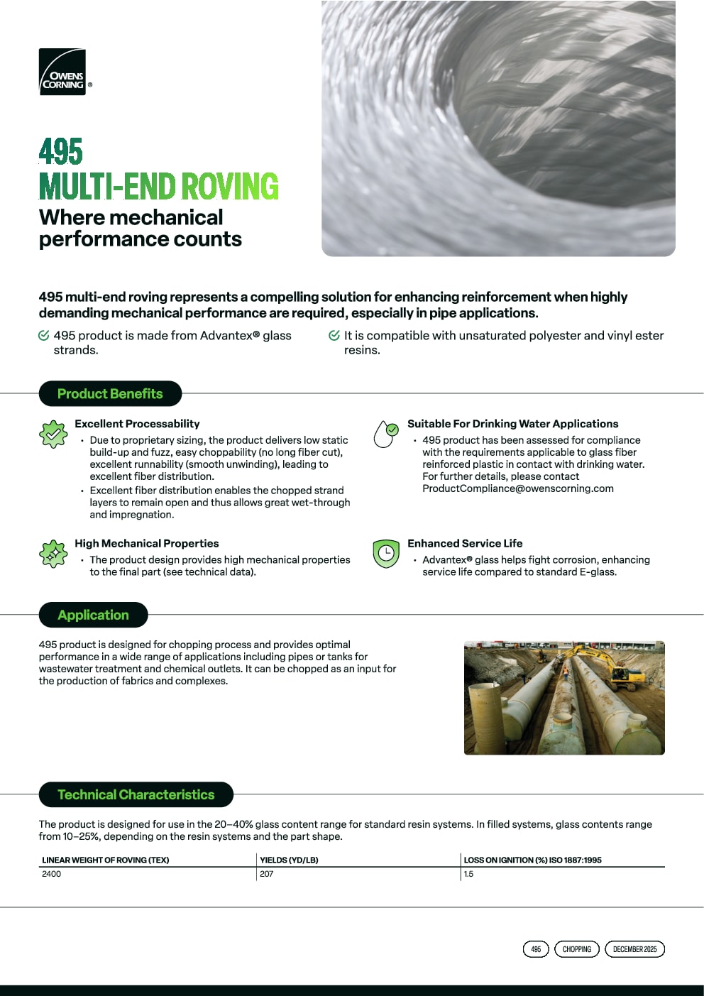 Multi End Rovings 495 Product Data Sheet