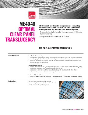 ME4040 Multi-end Roving Product Data Sheet