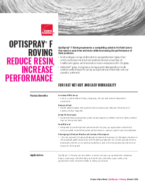 OptiSpray® F Solution – Reduce resin, increase performance benefit sheet