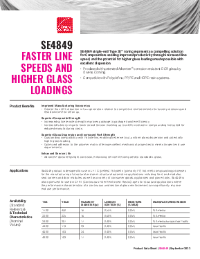 SE4849 Single-End Type 30 Roving Product Data Sheet