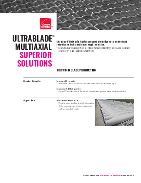UltraBlade Multiaxial Fabric Data Sheet