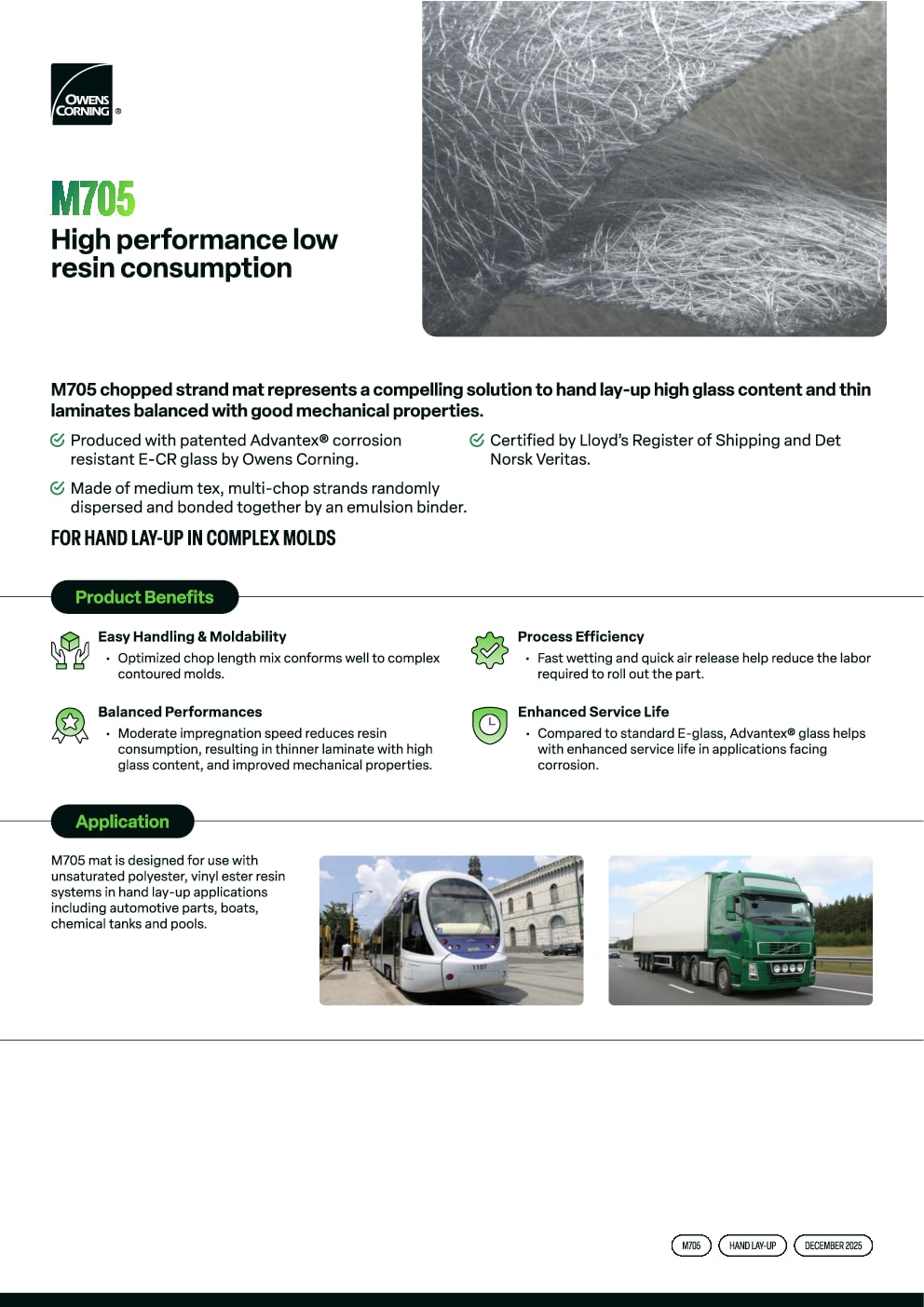 M705 Chopped strand mat for Lay-up
