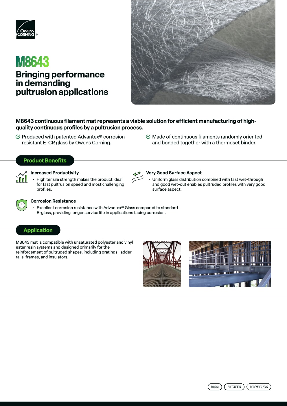M8643 Uniflo Continuous Filament Mat Data Sheet