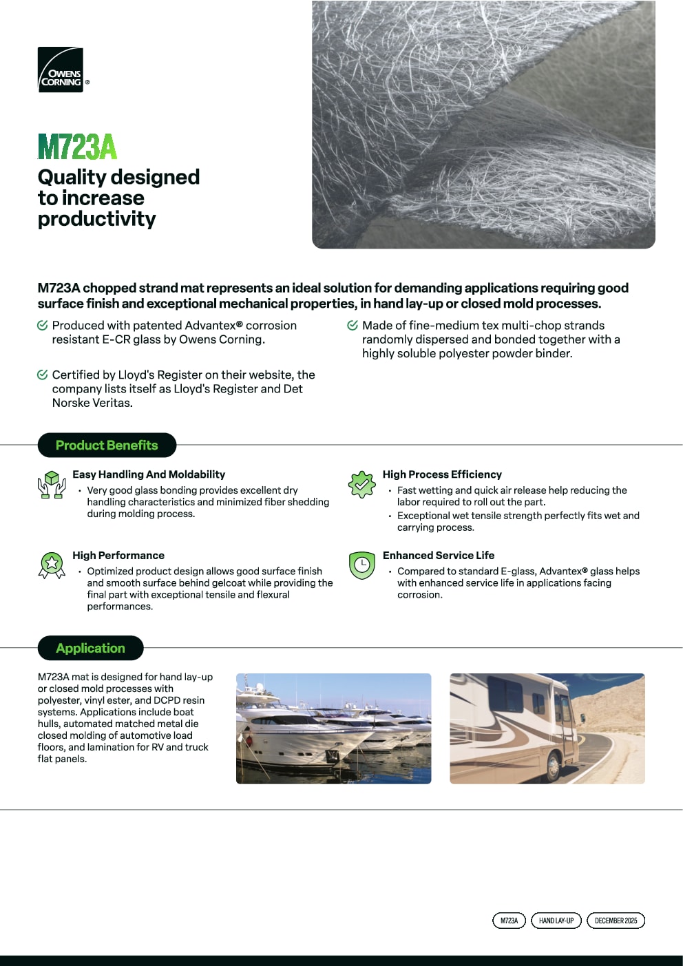 M723A Chopped Strand Mat for Demanding Applications