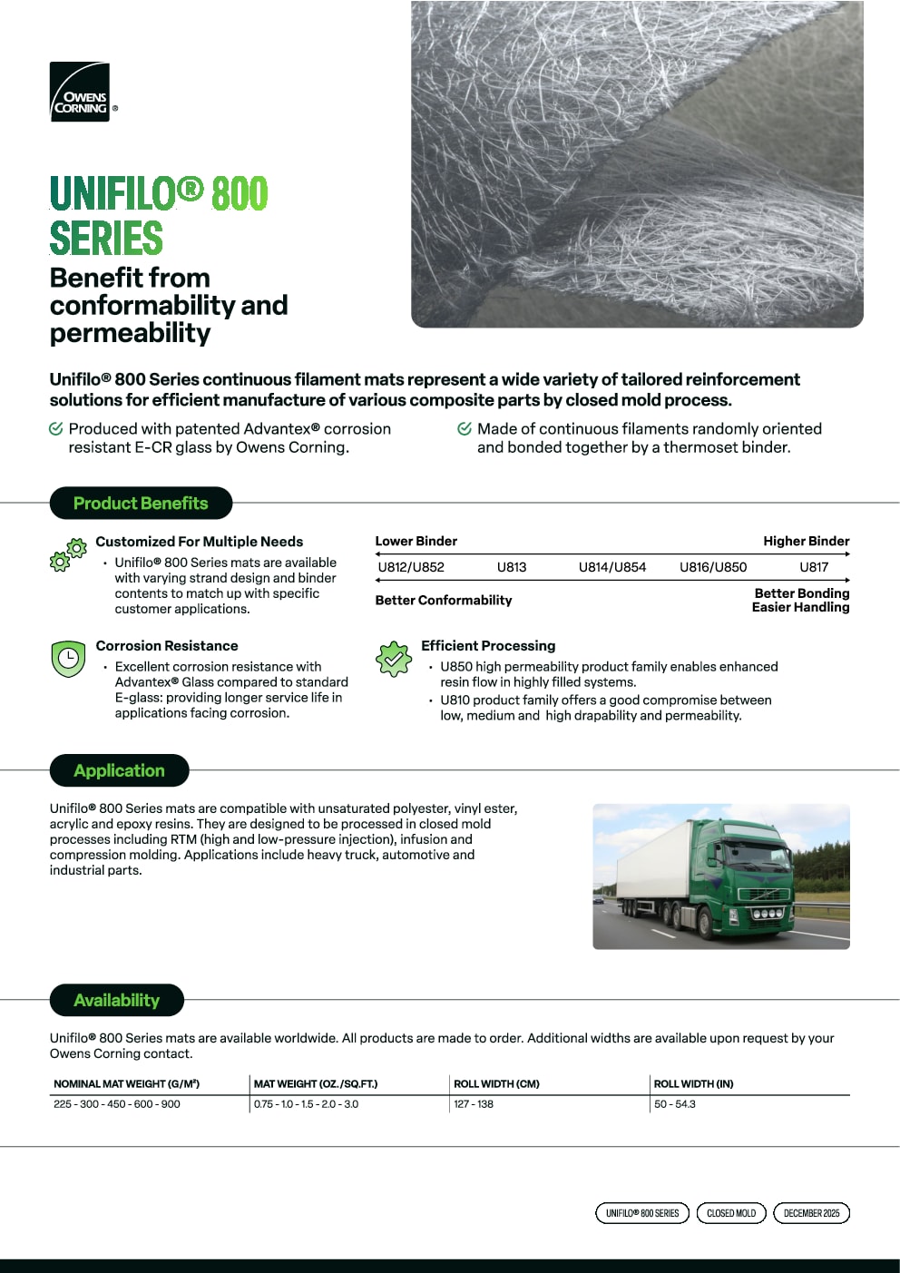 Unifilo® 800 Series Continuous Filament Mat