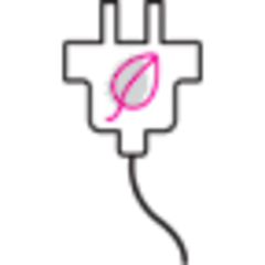 Illustration of an electrical plug with a pink leaf on top.