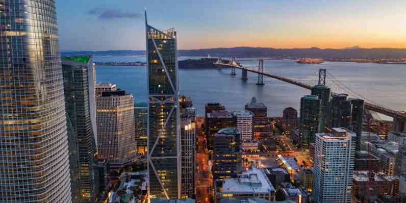 181 Fremont skyscraper overlooking city and water