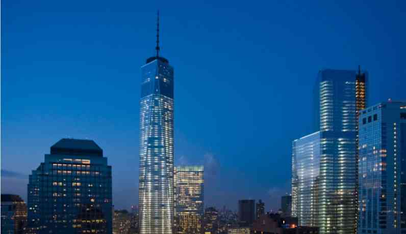 commercial building closeups during late evening
