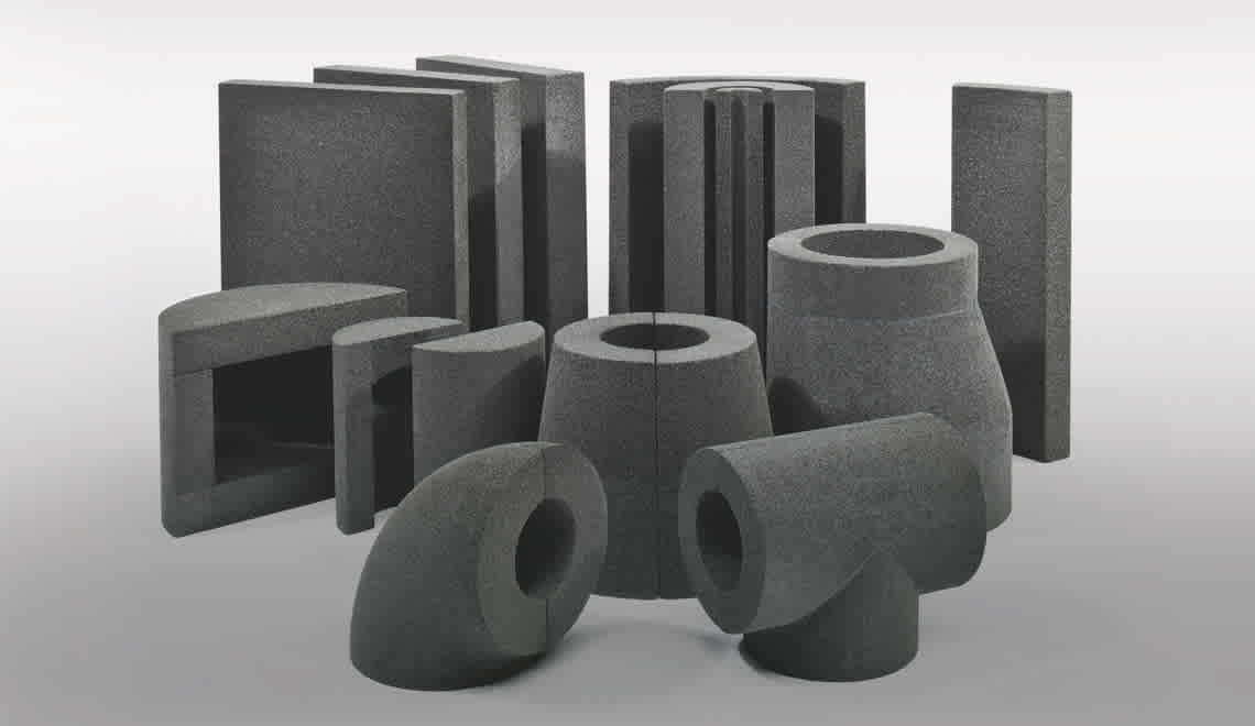 Photo of a variety of FOAMGLAS® insulation products for industrial applications.